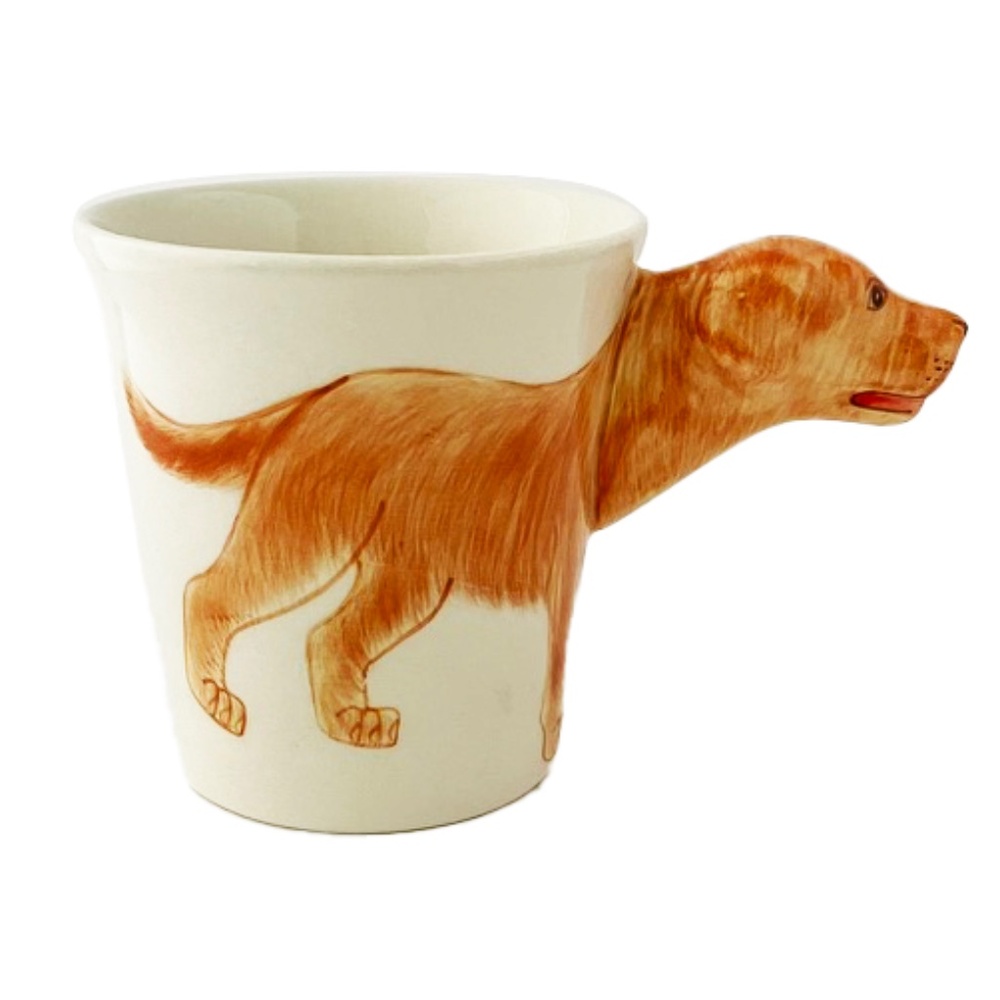 Windhorse Golden Retriever Coffee Tea Mug 3D Unique Ceramic Hand painted NEW